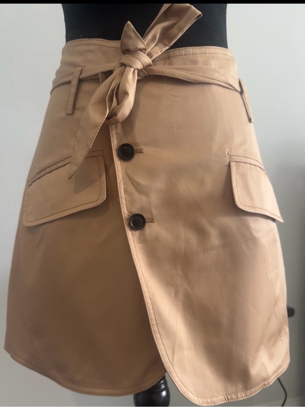 Marissa Webb Beige Tie-Waist Mini Skirt